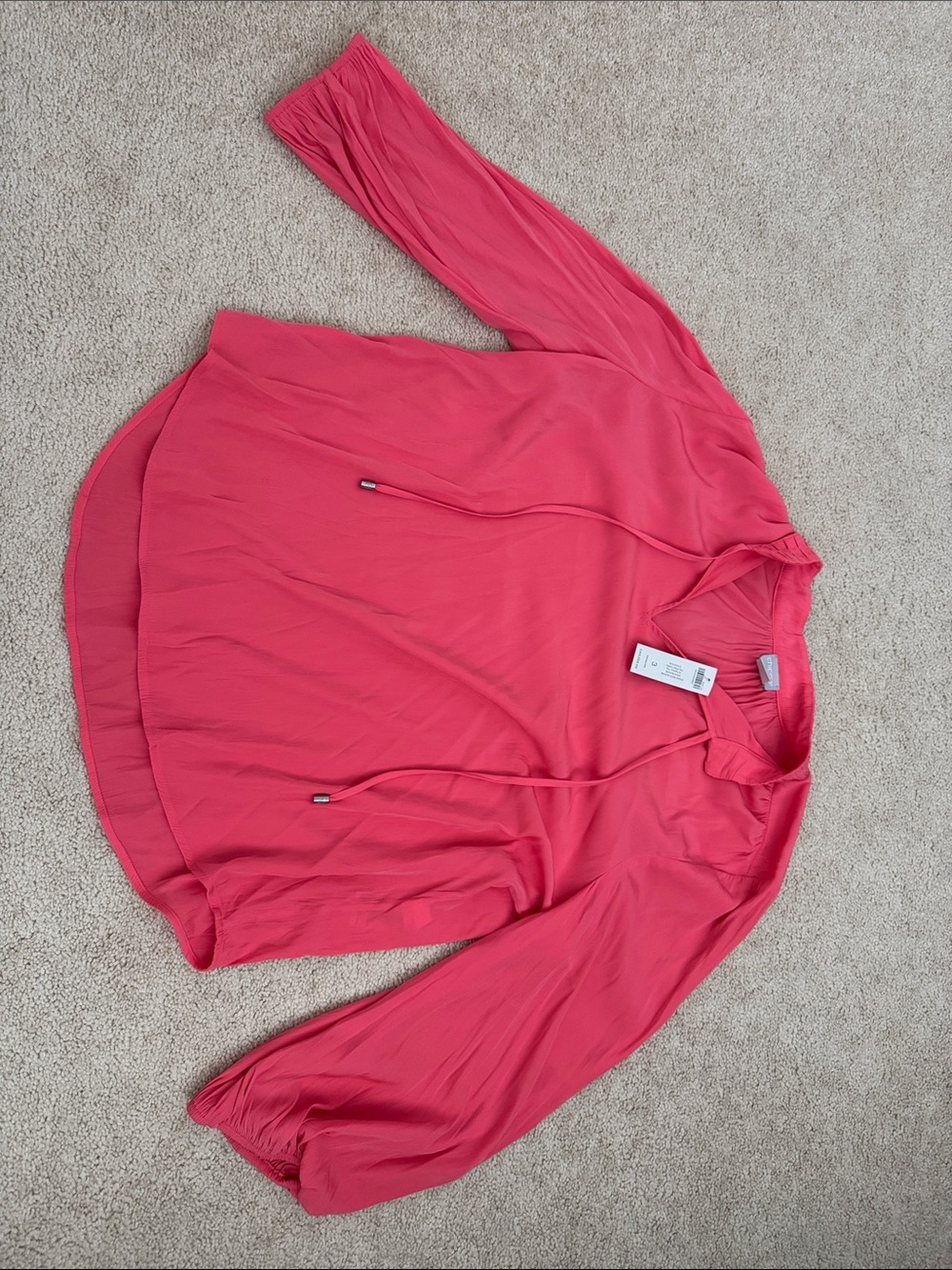 Chico's Coral Pink V-Neck Drawstring Tunic